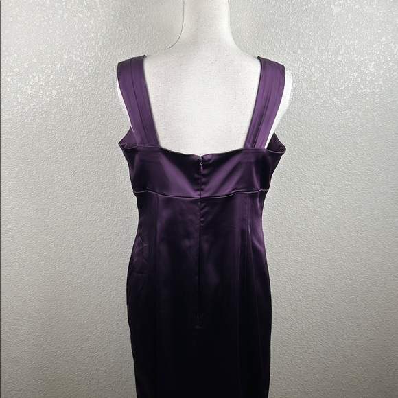 Calvin Klein Purple Satin Special Occasion Cocktail Sleeveless Sheath Dress 10 - Picture 4 of 7